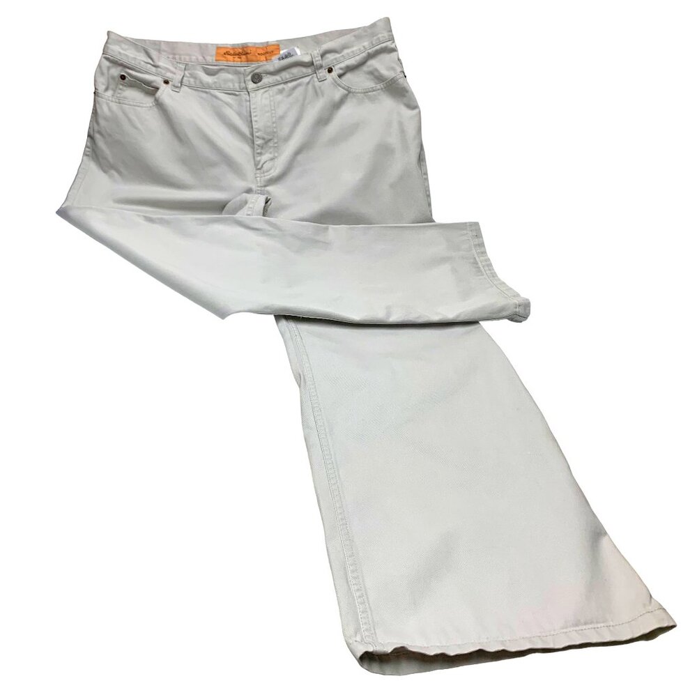 Eddie Bauer Oatmeal Beige Cotton Bootcut Jean Styled Pants